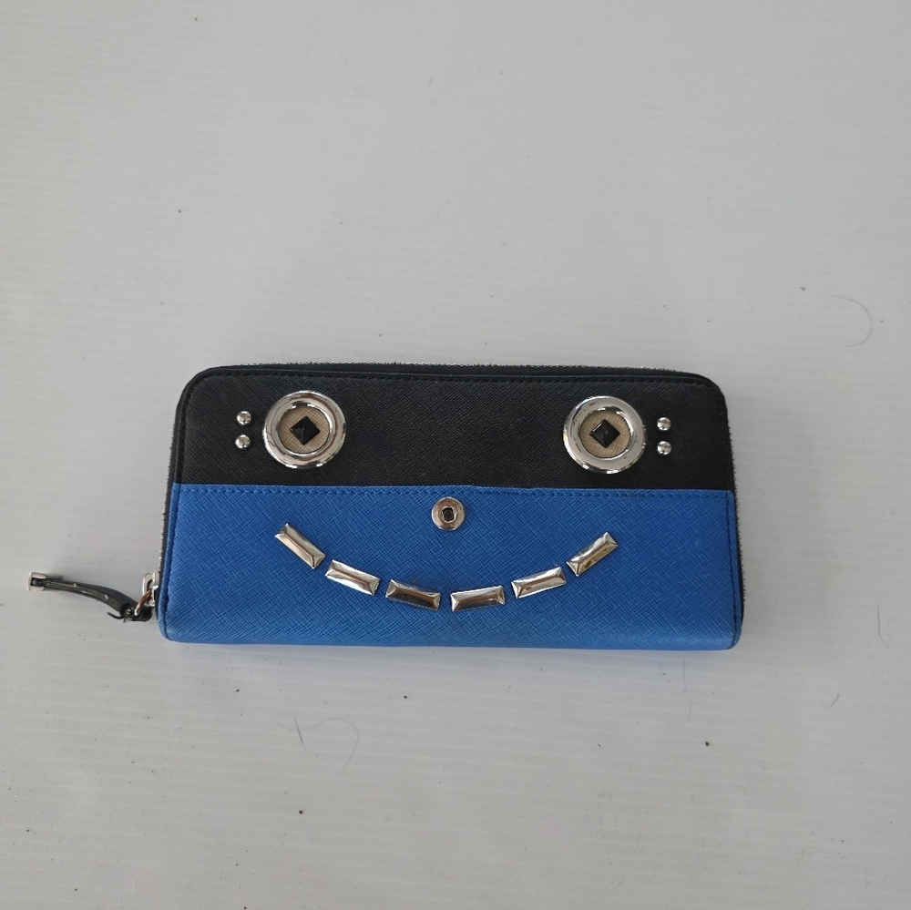 Blue and Black Wallet with Silver Accents
